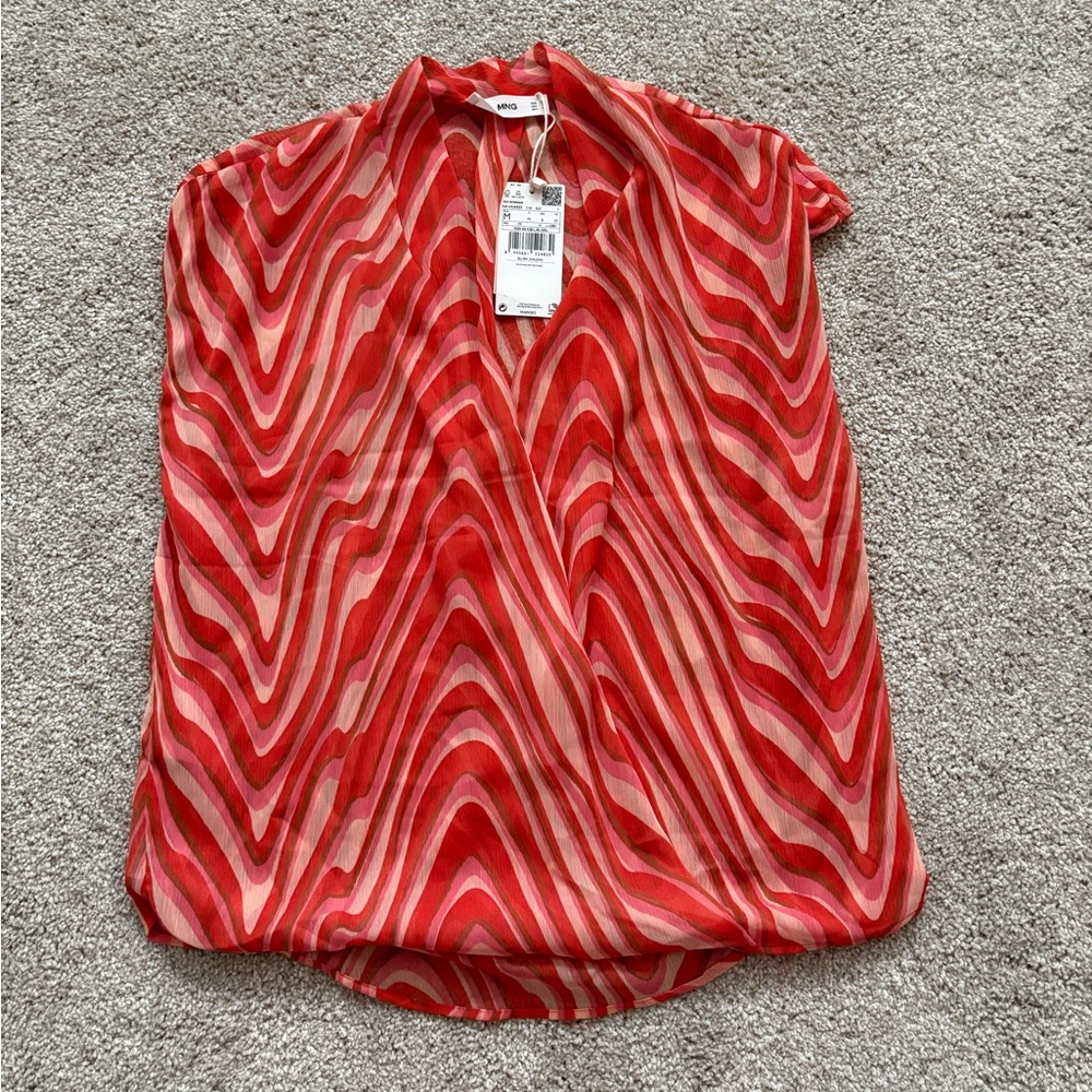 Mango Red and Pink Swirl Blouse